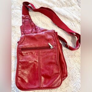 Buxton Red Leather Crossbody Bag
